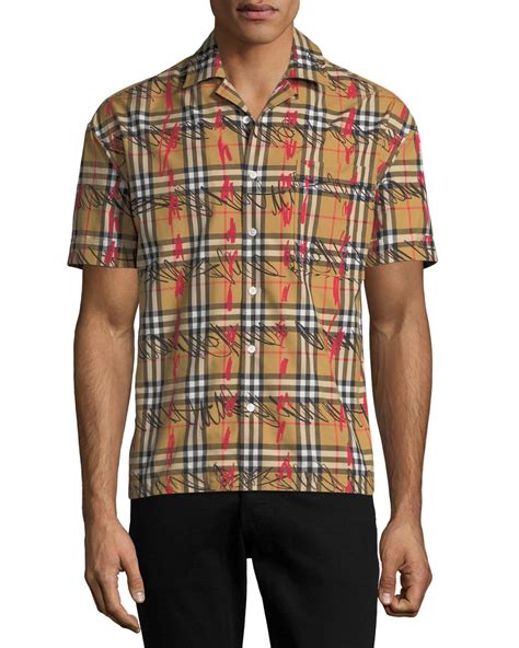 burberry mens brown check short sleeve shirt|Men's Burberry Short Sleeve Shirts .